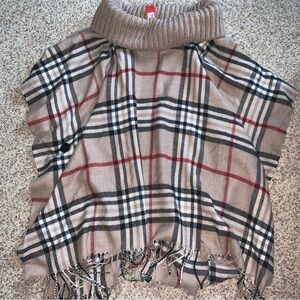 Burberry patterned turtleneck poncho cape new with tags